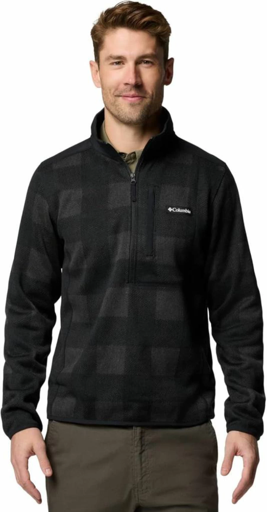 Columbia Men's Half-Zip Sweater with Weather-Inspired Print – Lightweight Fleece Pullover for Outdoor Comfort