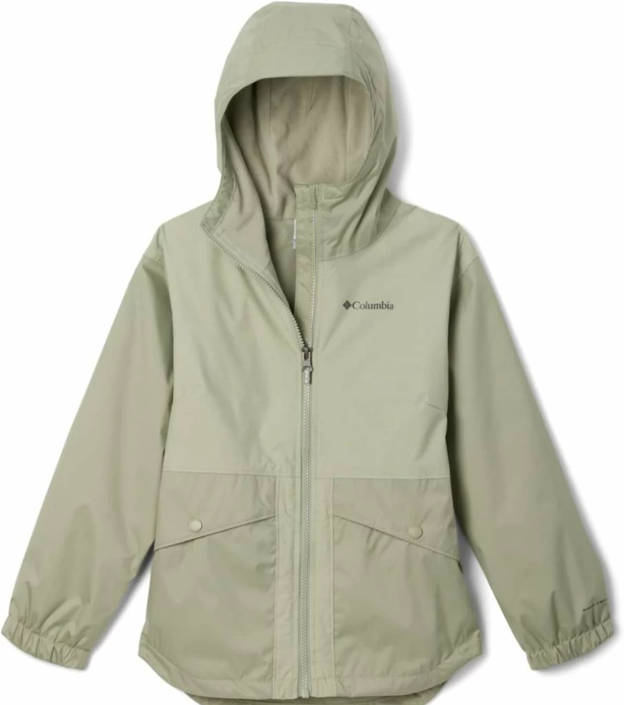 Columbia Girls' Fleece-Lined Rainy Trails II Water-Resistant Jacket for Outdoor Play