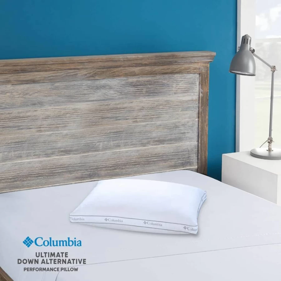 Columbia Ultimate Down Alternative Queen Size Pillow - Omni-Wick Moisture Wicking Technology, Breathable Support for Side Sleepers, Neck & Shoulder Relief, White Standard/Queen (Pack of 1)