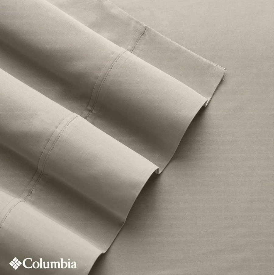 Columbia Omni-Freeze Cooling Bed Sheet Set - 4 Piece Queen Luxury Dark Mirage, Breathable & Moisture-Wicking Sateen Sheets with Pillowcases