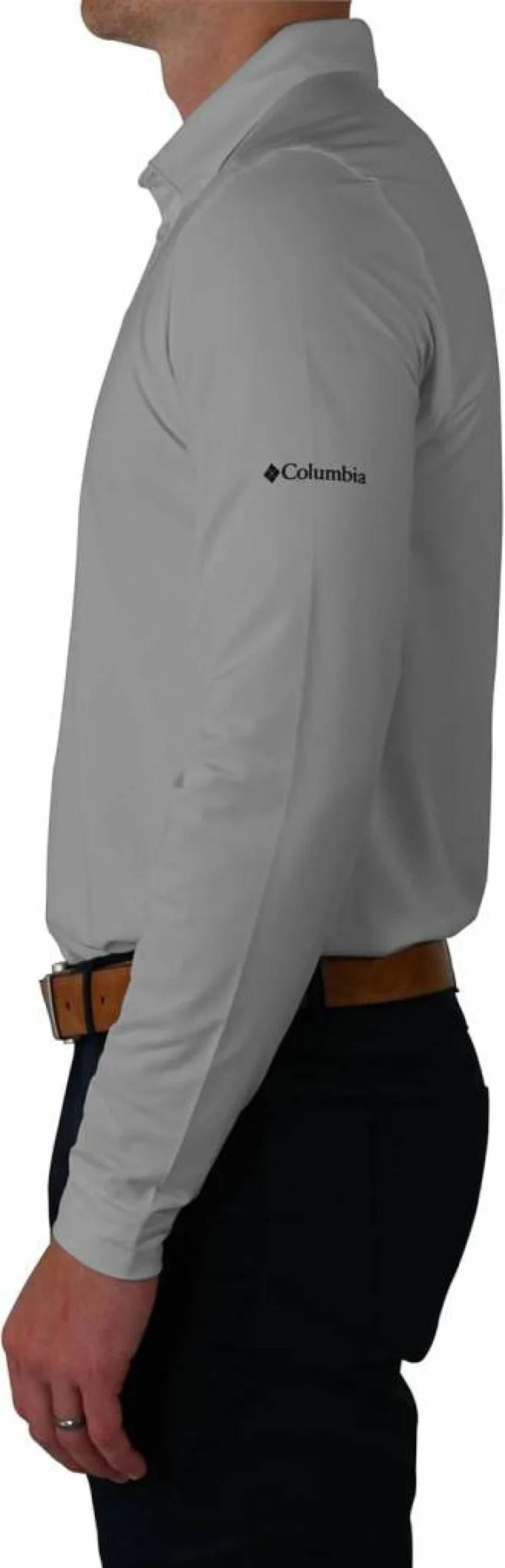 Columbia Men's Omni-Wick Performance Long Sleeve Polo Shirt - Moisture Wicking, Breathable, UV Protection, Varsity Grey, XL