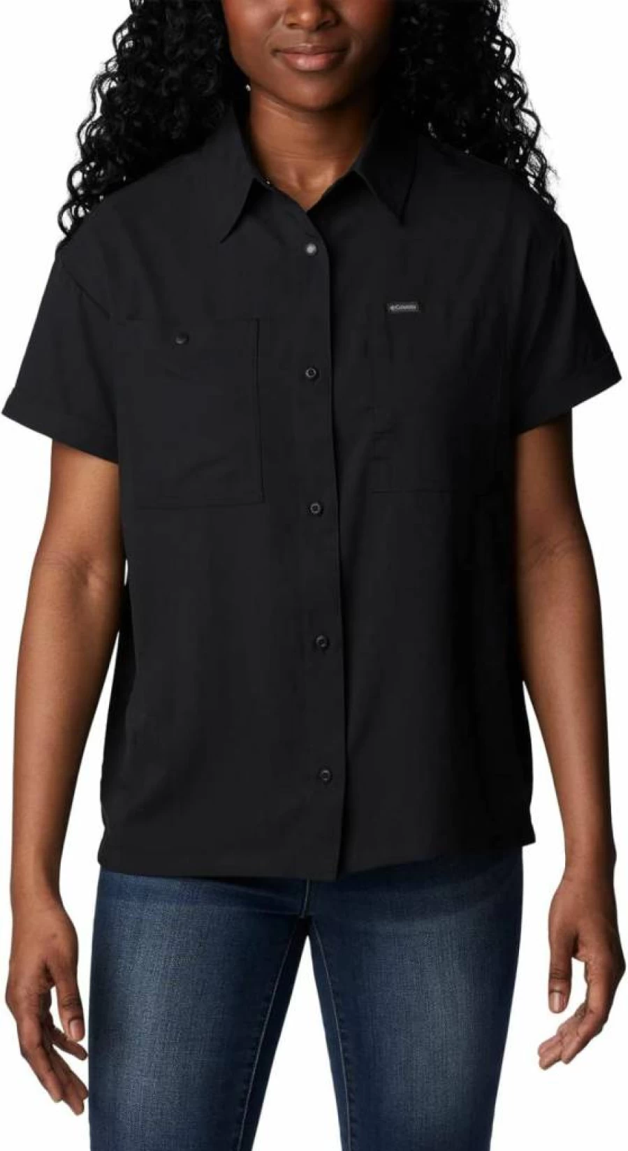 Columbia Men's Silver Ridge Utility Short Sleeve Shirt - Quick-Dry, UPF Sun Protection, Lightweight Hiking Shirt, Black, Medium