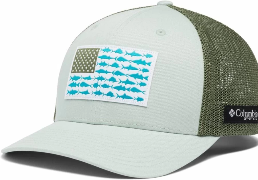 Columbia PFG Fish Flag Mesh Ball Cap for Men & Women - Lightweight, Breathable Sun Hat for Fishing & Outdoor Activities