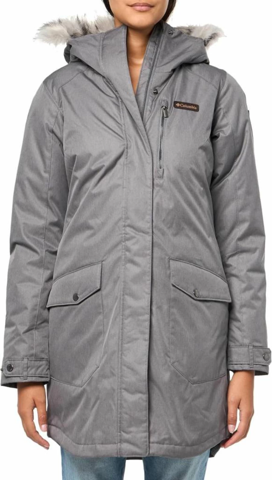 Columbia Women's 2024 Suttle Mountain Long Insulated Jacket - Waterproof Winter Coat, City Grey, Large Size, Warm Puffer Parka for Outdoor Activities