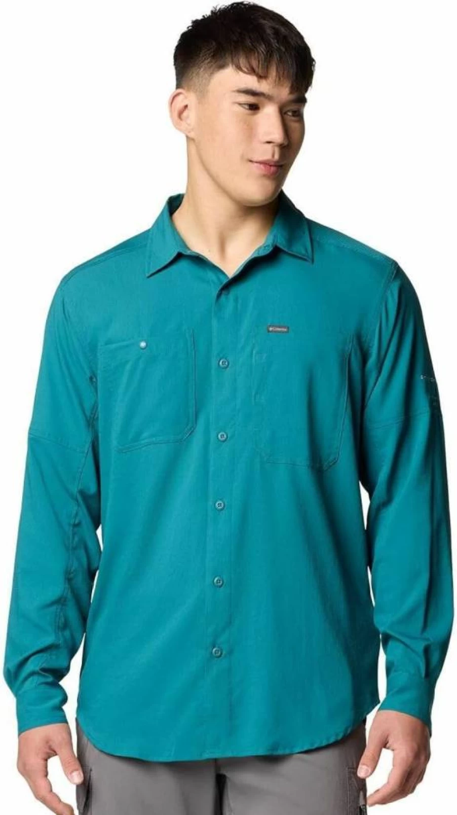 Columbia Men's Silver Ridge Utility Lite Long Sleeve Hiking Shirt - Lightweight, Quick-Dry, UPF Sun Protection - River Blue, Small