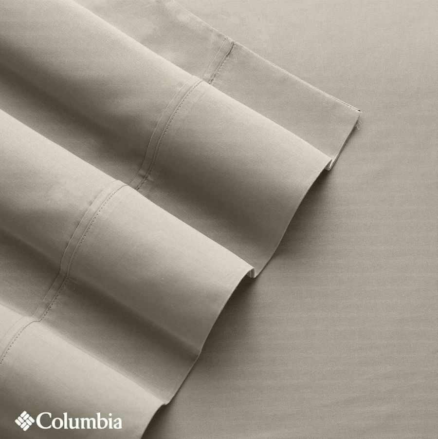 Columbia Omni-Freeze Cooling Bed Sheet Set - 4 Piece King Luxury Dark Mirage, Breathable Moisture-Wicking Sateen Sheets with Pillowcases