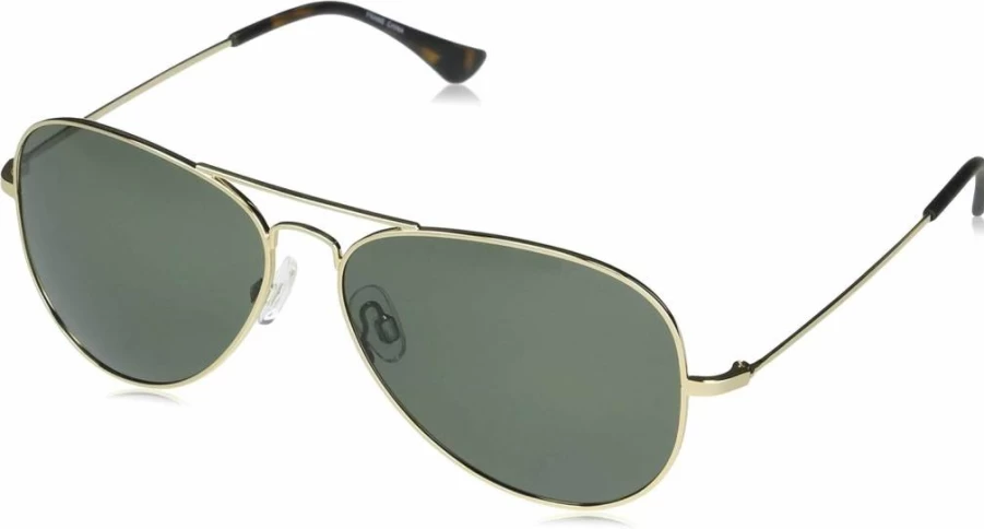 Columbia Norwester Aviator Polarized Sunglasses for Men & Women, Gold Frame with Green Polarized Lenses, 59mm UV Protection