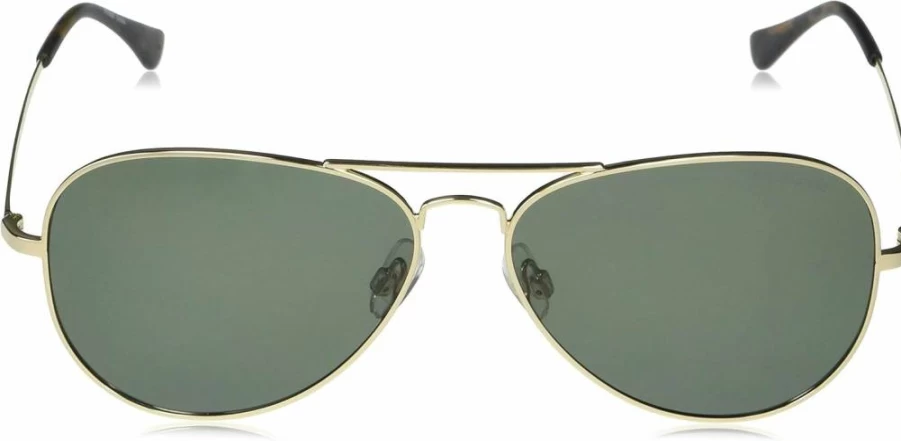 Columbia Norwester Aviator Polarized Sunglasses for Men & Women, Gold Frame with Green Polarized Lenses, 59mm UV Protection