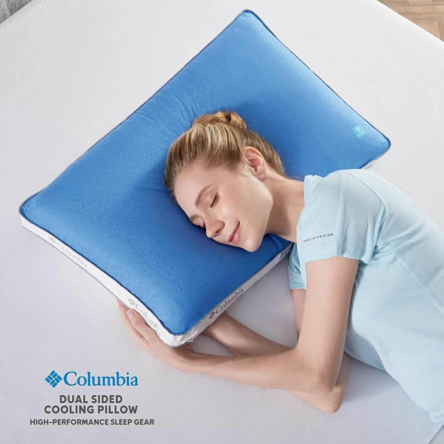 Columbia King Size Cooling Gel Memory Foam Pillow - Breathable Orthopedic Support with Removable Washable Cover for Neck Pain Relief & Temperature Regulation