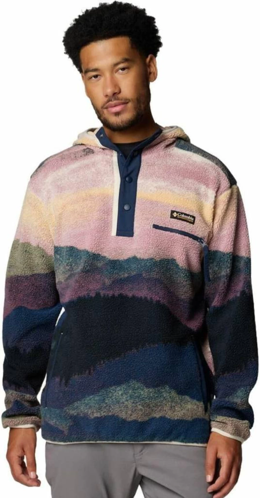 Columbia Men's Helvetia II Printed Hooded Sweatshirt - Lightweight Fleece Pullover with Stylish Design