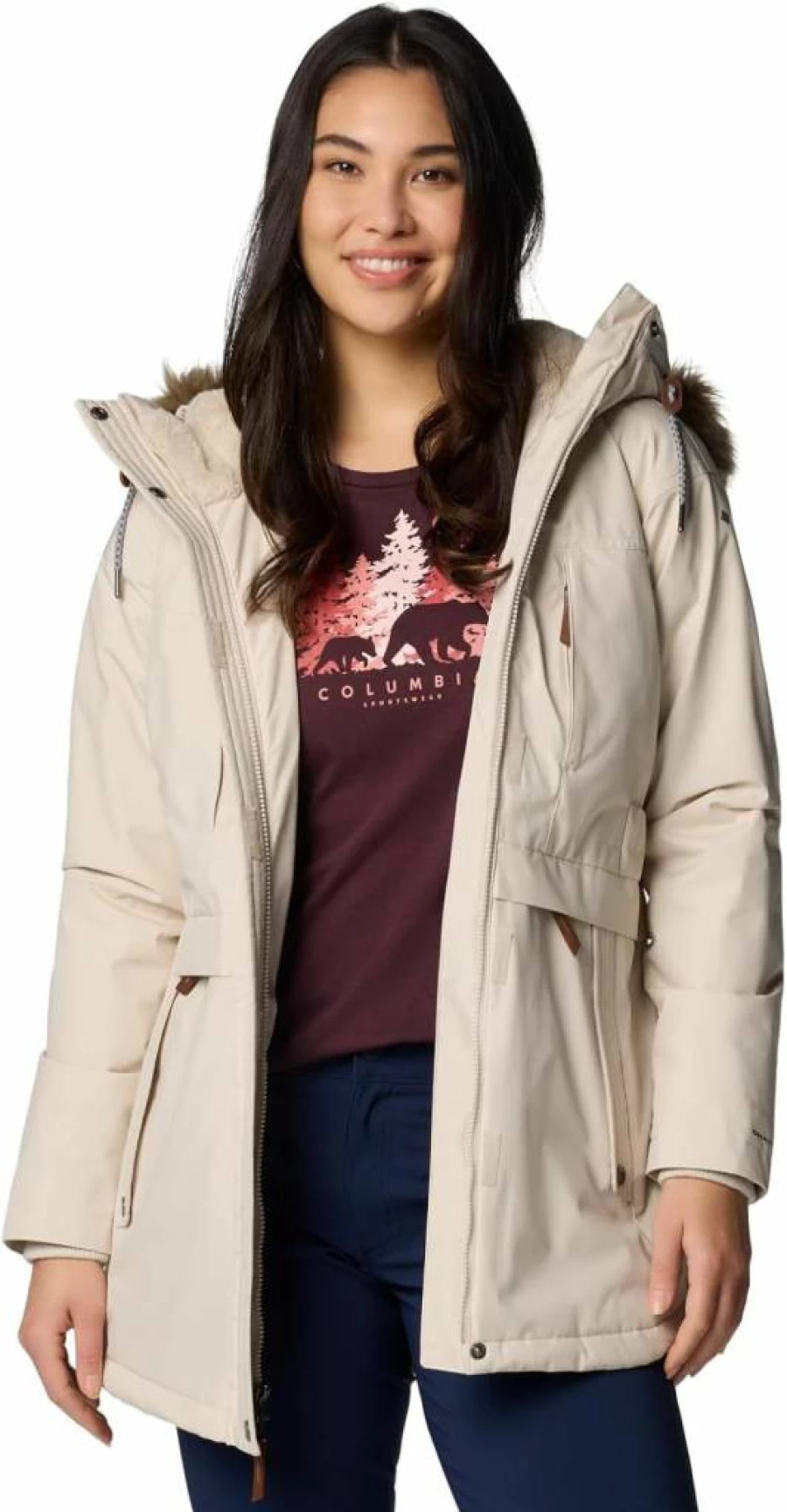 Columbia Women's Payton Pass II Insulated Winter Jacket - Dark Stone, Medium, Water-Resistant, Lightweight, Warm Puffer Coat for Outdoor Activities
