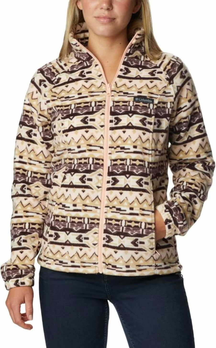 Columbia Women's Benton Springs Full Zip Printed Fleece Jacket - Lightweight Hiking & Outdoor Pullover