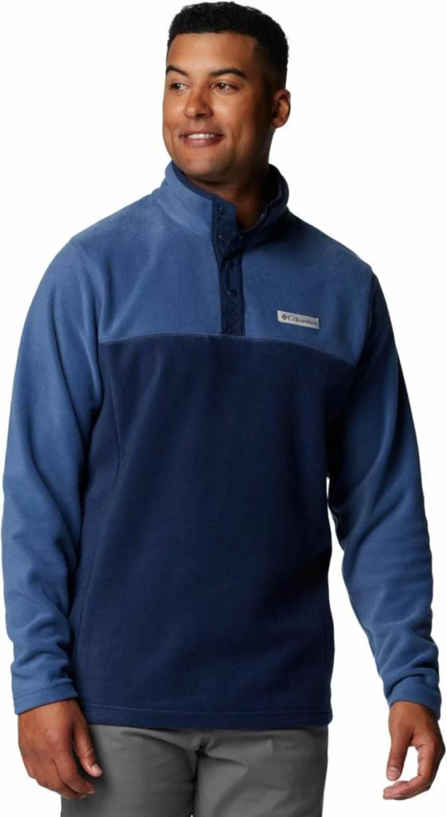 Columbia Men's Steens Mountain Half-Zip Fleece Jacket - Medium, Collegiate Navy & Dark Mountain, Lightweight Outdoor Pullover