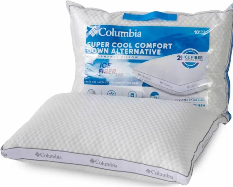 Columbia Cooling Side Sleeper Pillow - Ice Fiber Cover & Polyester Fill for Comfort & Support - King Size Cooling Bed Pillow for Hot Sleepers