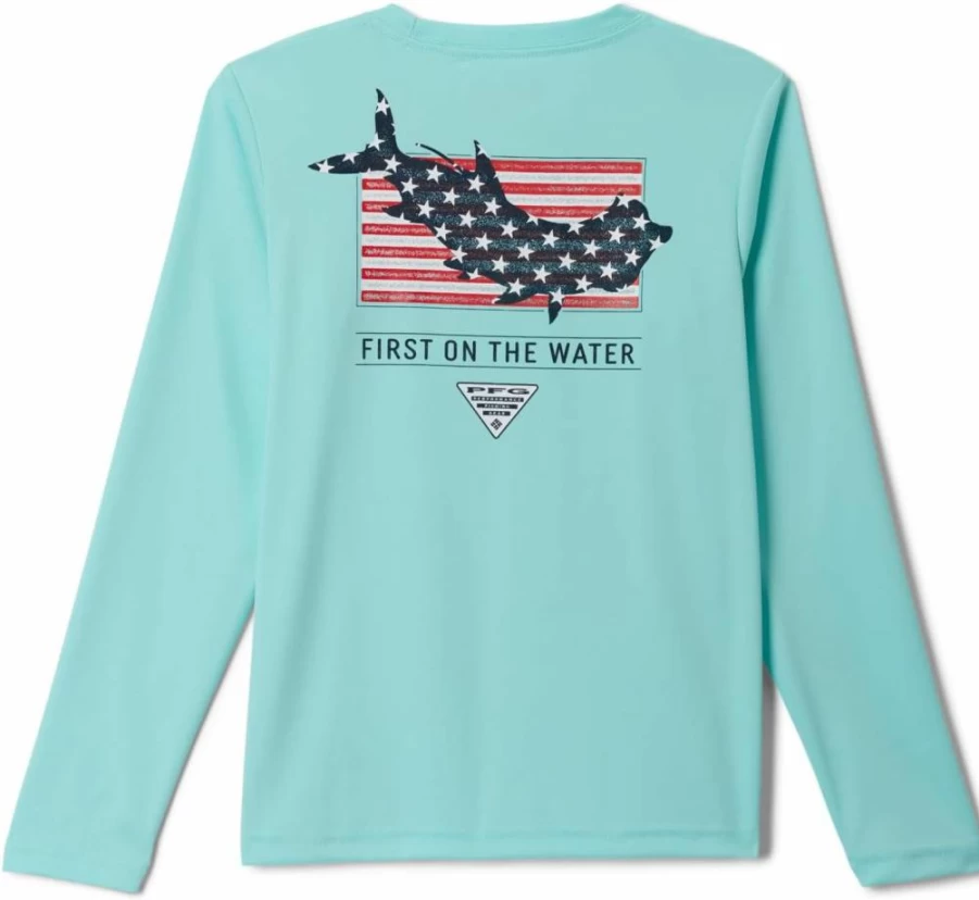 Columbia Boys' Terminal Tackle PFG Fishing Shirt - Fins and Stripes Quick-Dry Performance Top