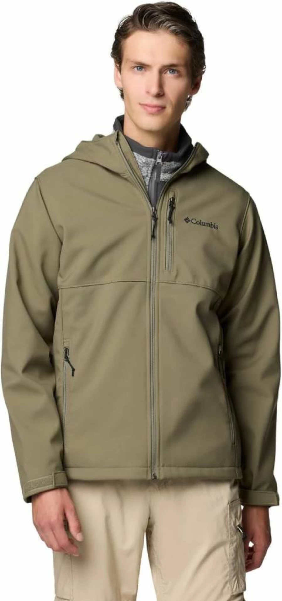 Columbia Men's Ascender II Softshell Jacket with Hood - Lightweight Water-Resistant Outdoor Windbreaker for Hiking & Camping