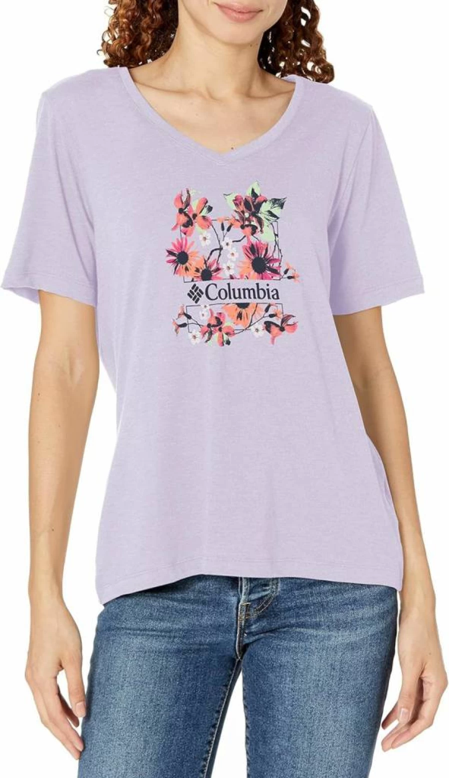 Columbia Women's Bluebird Day Relaxed Fit V-Neck T-Shirt - Comfortable Casual Tee for Outdoor & Everyday Wear